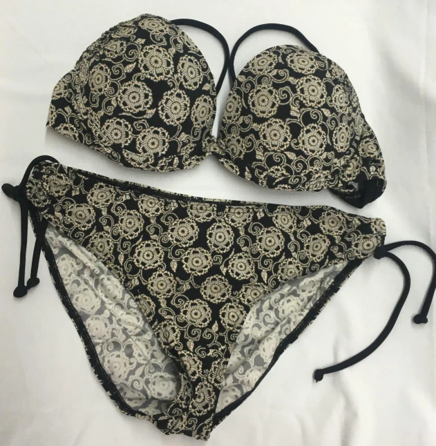 Vintage blommig Push-Up Side Tie Bikini